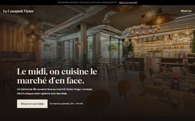 Capture du site de démonstration Le Comptoir Victor